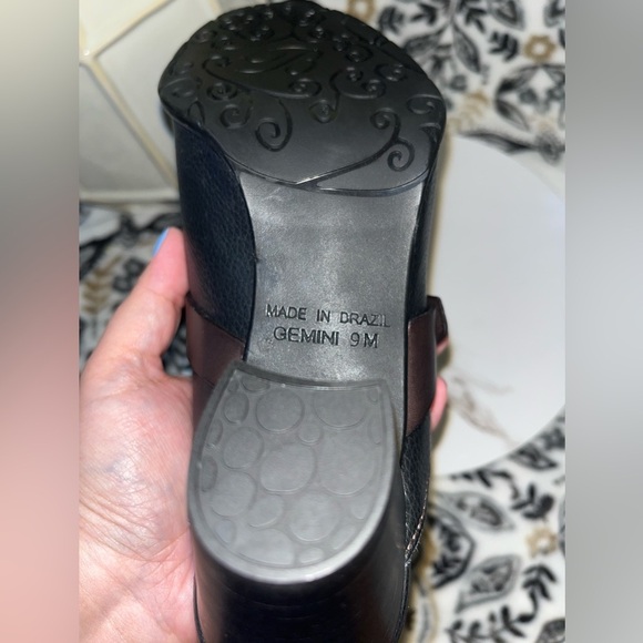 New Brighton Shoes Womens Sz9M Gemini Mules Blk/Brown Leather Block Heel SlipOns - Picture 5 of 16